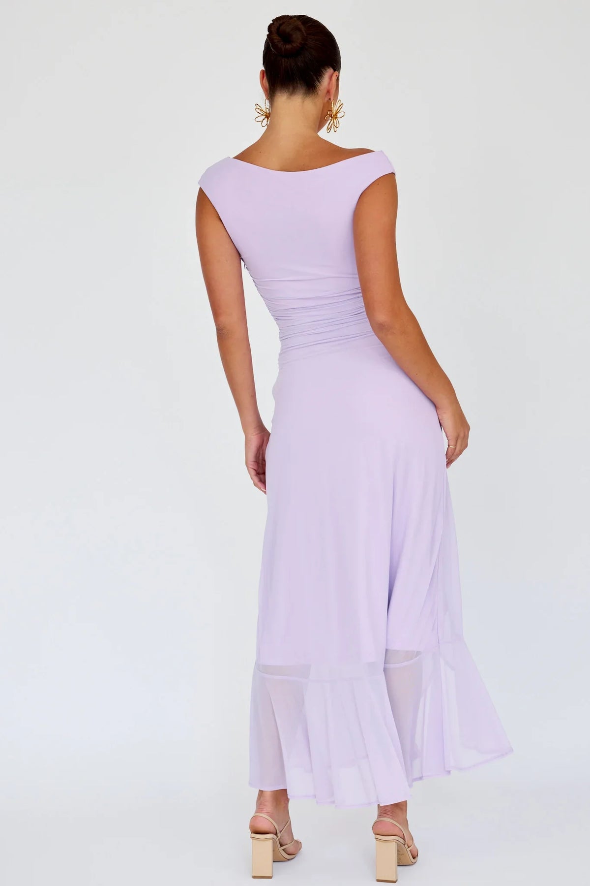 Moonlit Magic Asymmetric Neckline Maxi Dress Lilac