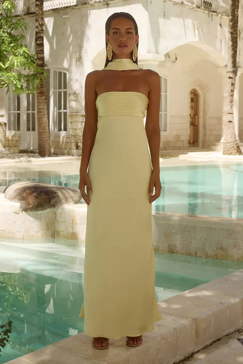 Elsa Scarf Satin Maxi Dress