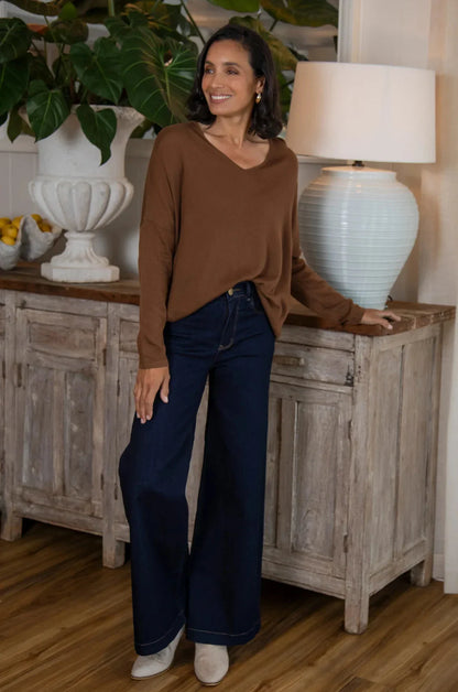 Sadie Fine Knit Jumper Chocolate