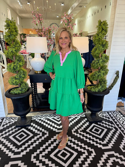 Mary Square Cooper Dress- Green
