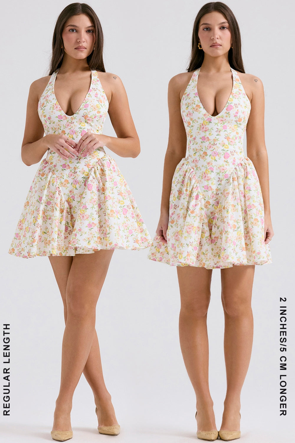 ivory meadow print cotton halter mini dress