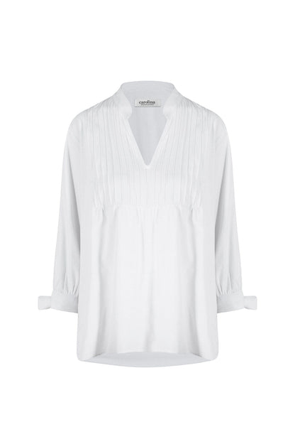 Alessia V Neck Mid Sleeve Top in White