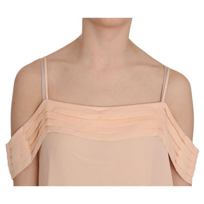 Alexander Wang Orange Off Shoulder Strap Square Neck Top Blouse