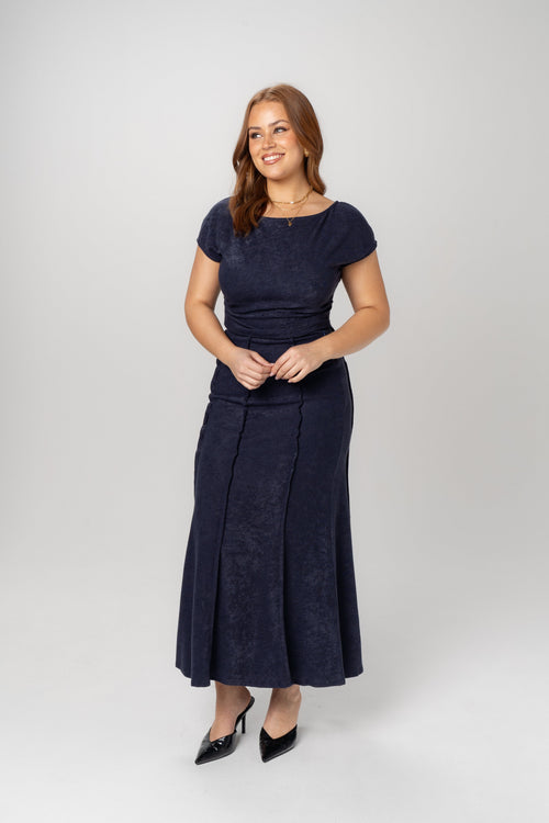 Althea Blue Two Piece Set - Cropped Top & Maxi Skirt