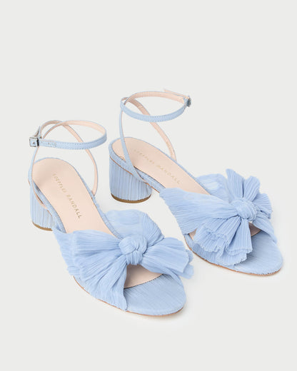 Dahlia Blue Pleated Bow Heel