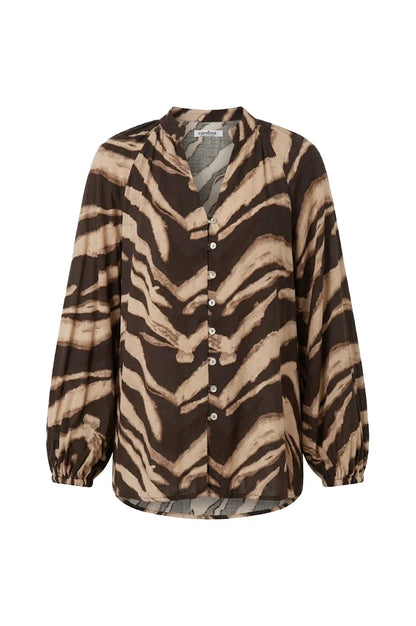 Evelyn Animal Print Long Sleeve Top Chocolate