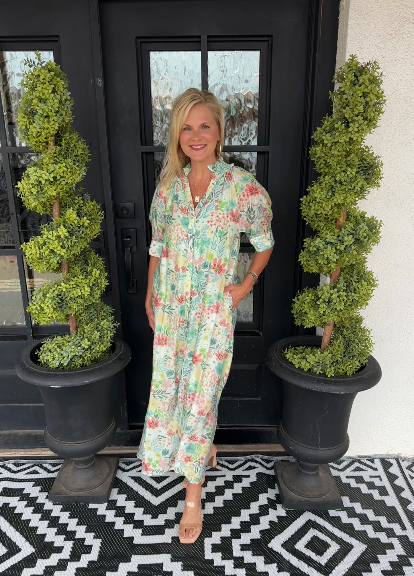 Lily Dress - Green/Blush