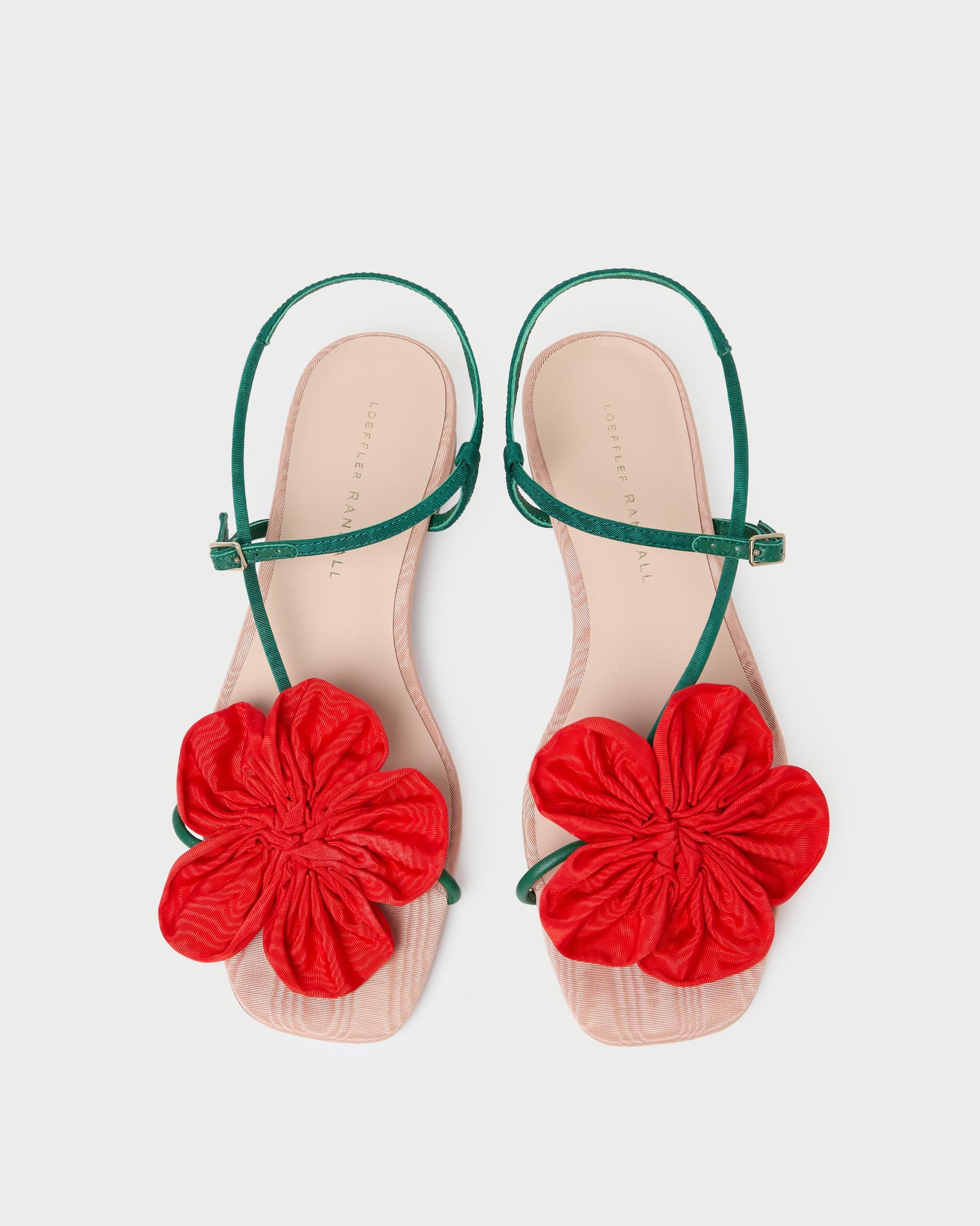Genevieve Red/Green Moiré Flower Sandal