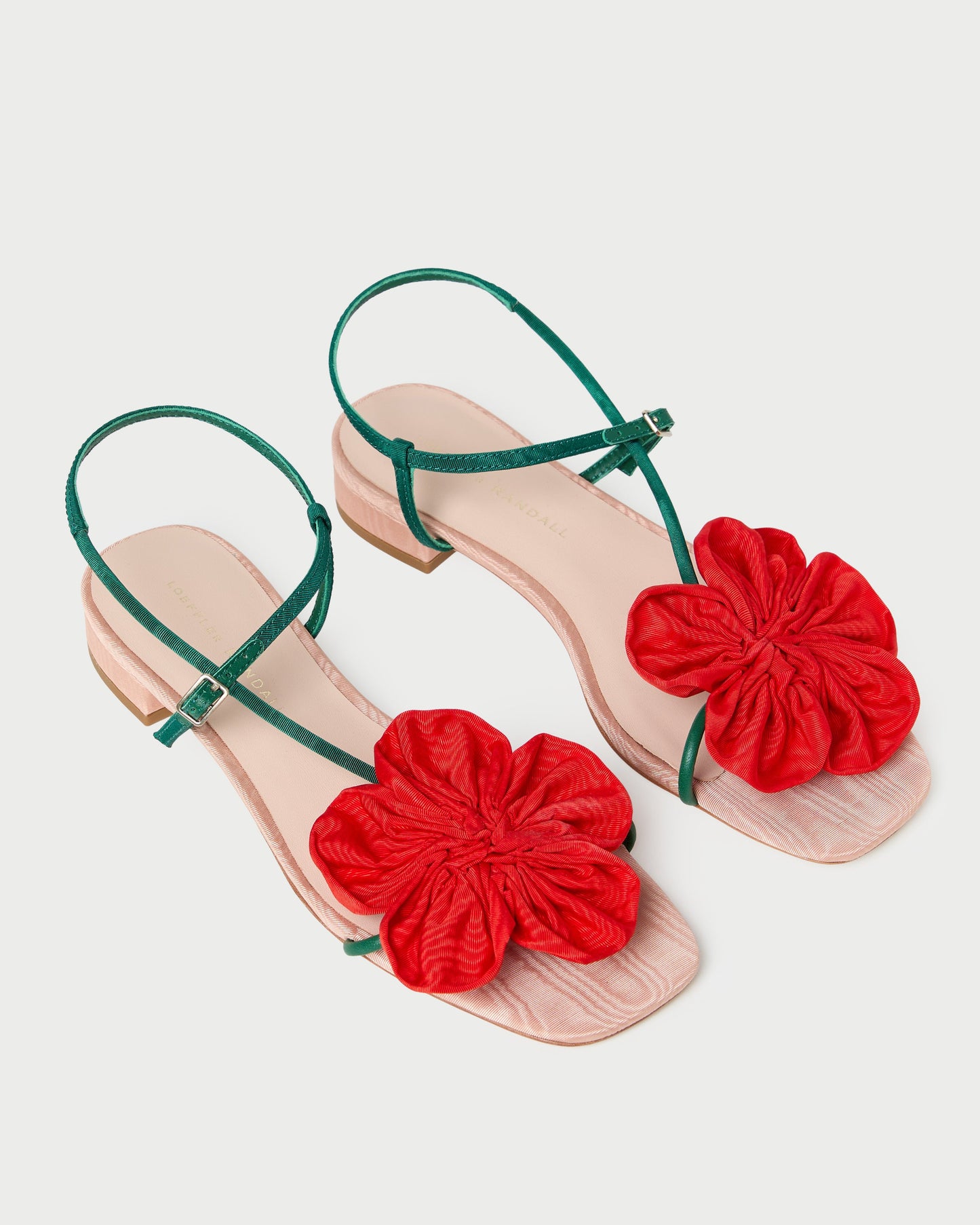 Genevieve Red/Green Moiré Flower Sandal