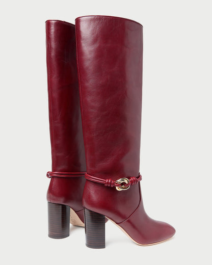 Goldy Wine/Gold Leather Tall Boot