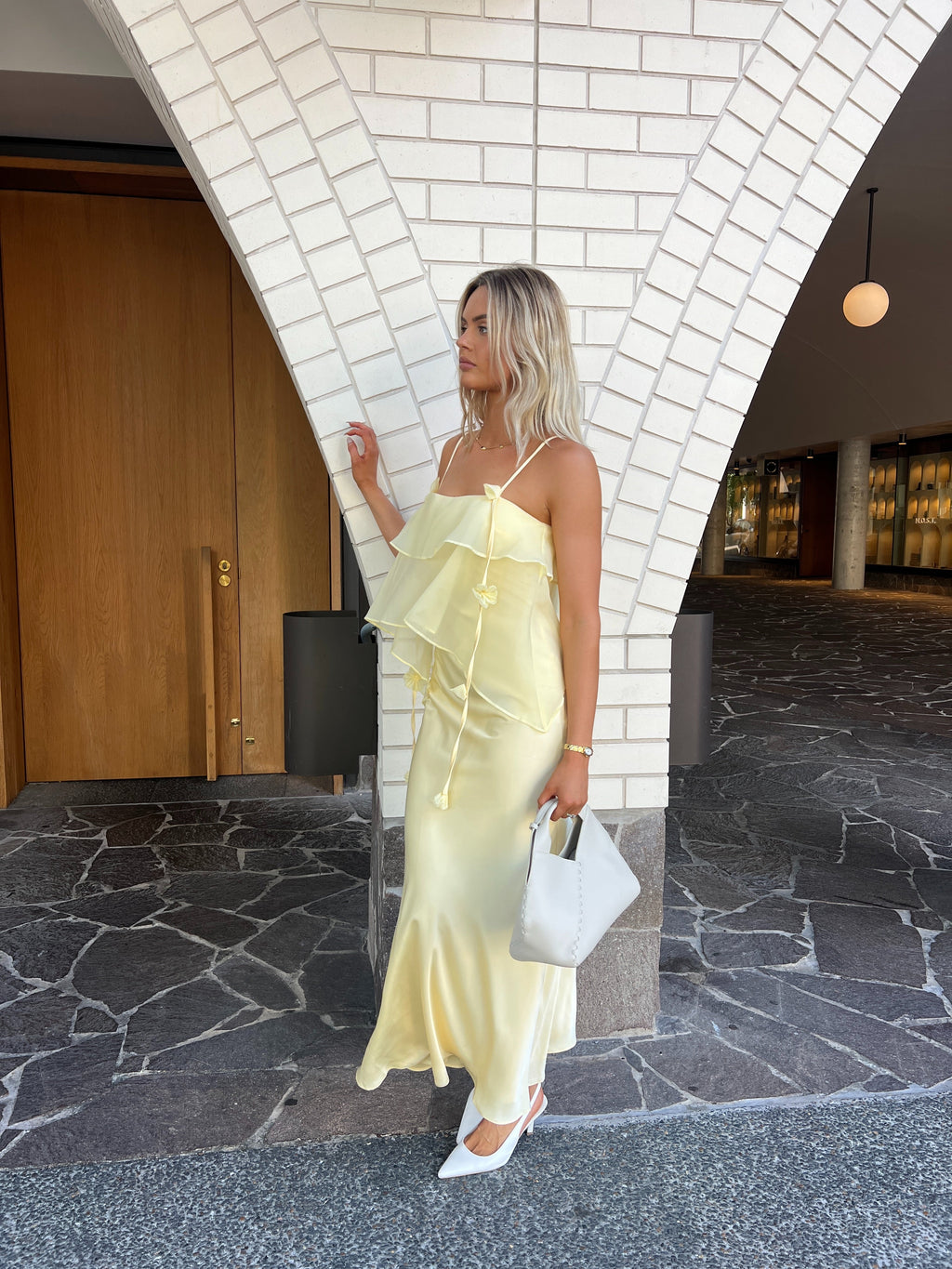 Brea Butter Yellow Ruffle Maxi Dress
