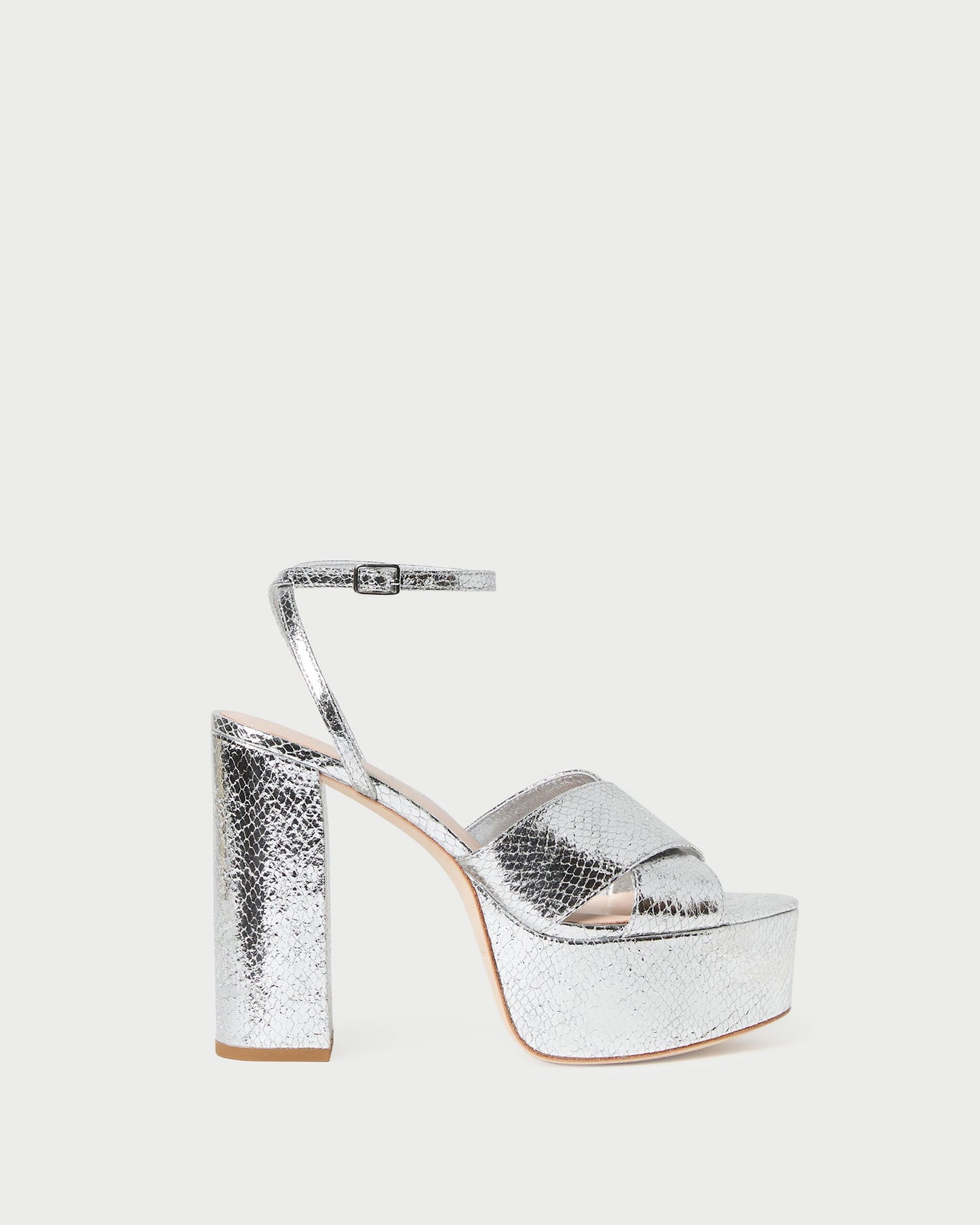 Loretta Silver Snake Platform Sandal