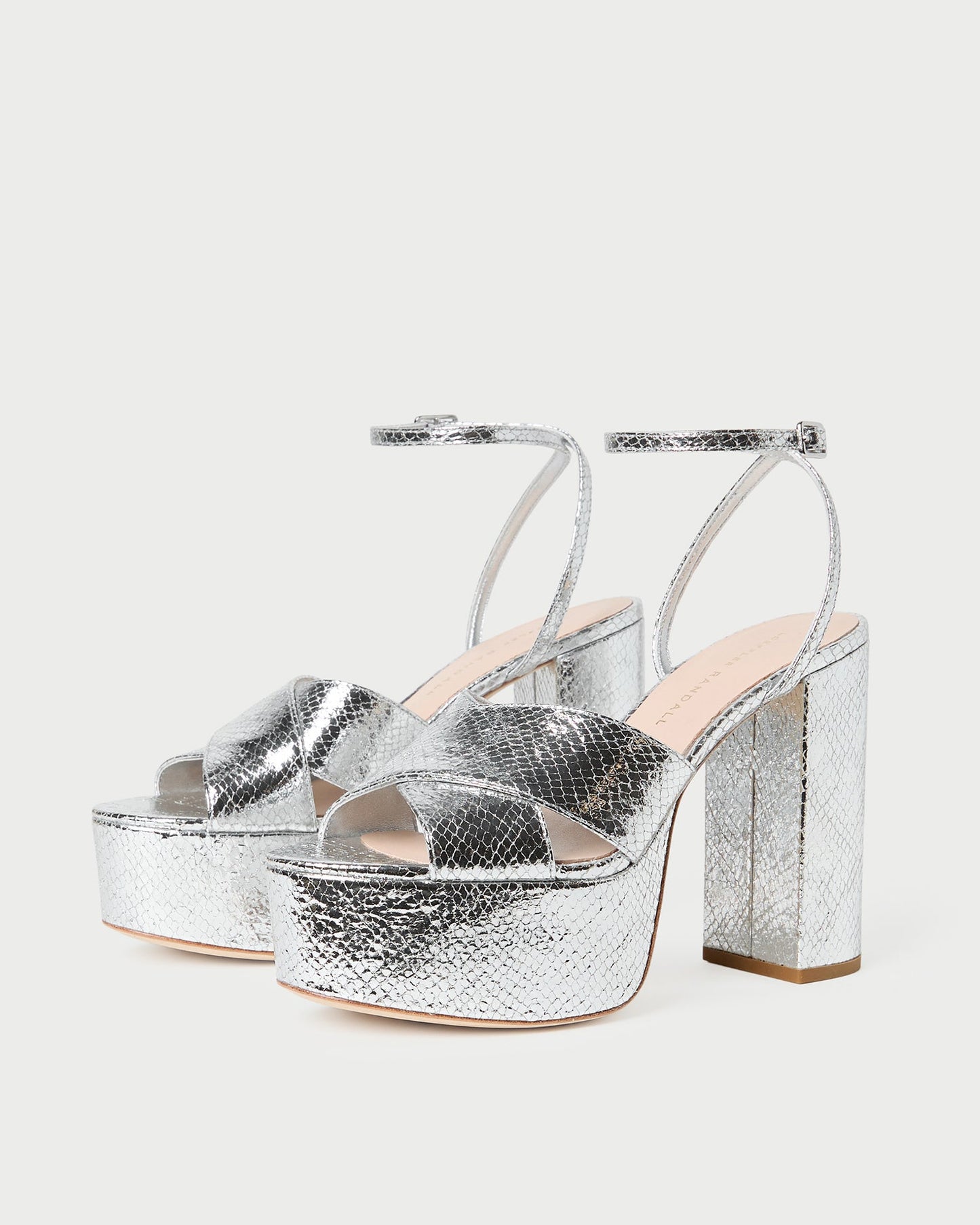Loretta Silver Snake Platform Sandal
