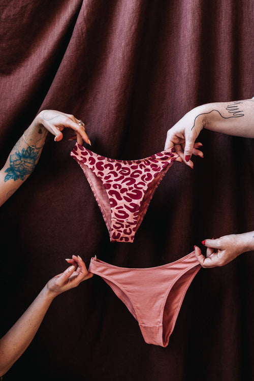 LOT DE DEUX CULOTTES ALMA LEOPARD PINK & UNI