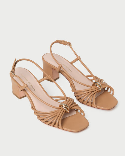 Minna Dune Leather Heeled Sandal