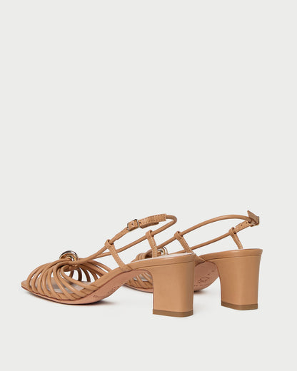 Minna Dune Leather Heeled Sandal