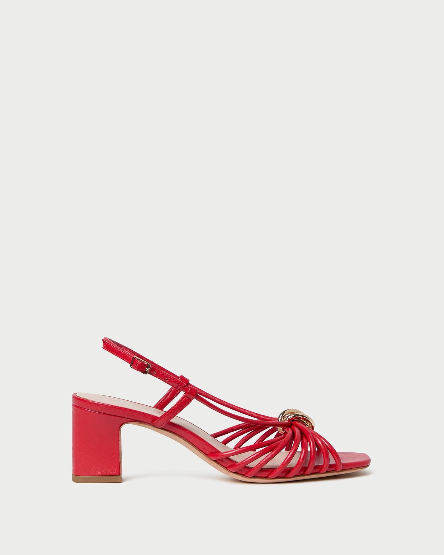Minna Red Leather Heeled Sandal