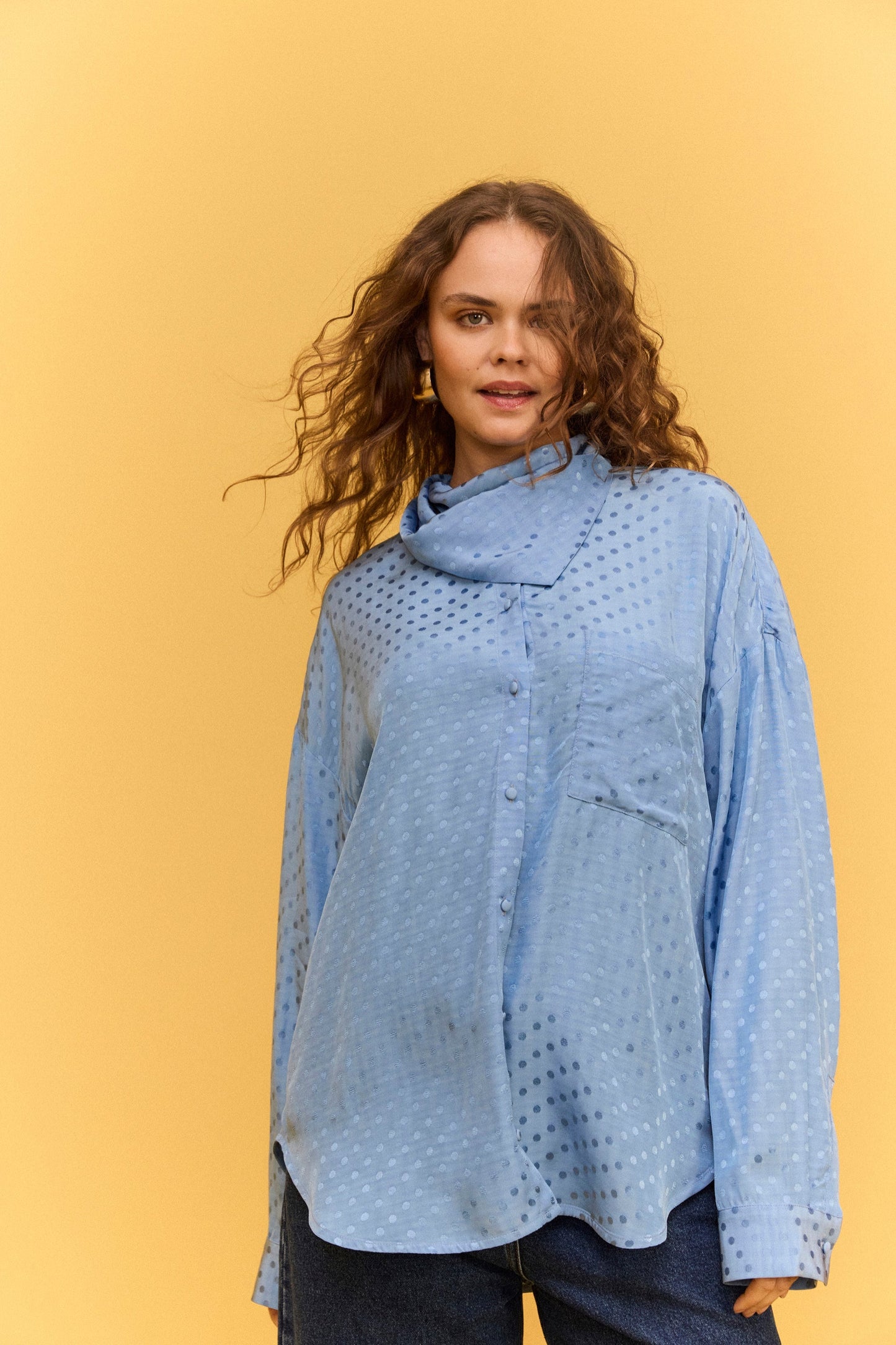 CHEMISE TONY PETIT POIS BLEU