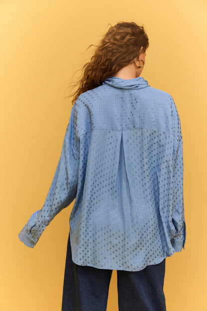 CHEMISE TONY PETIT POIS BLEU