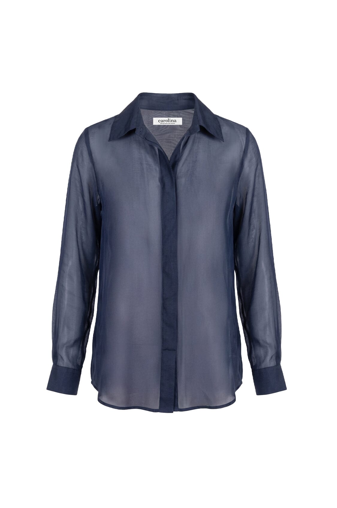 Maribelle Sheer Long Sleeve Top in Navy