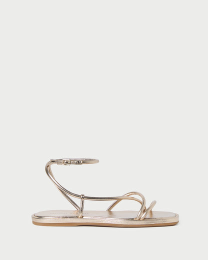Noor Champagne Leather Flat Sandal