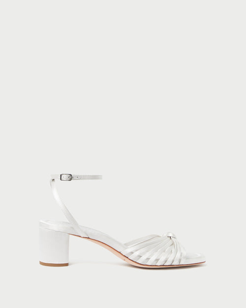 Olivia Cream Knot Mid-Heel Sandal