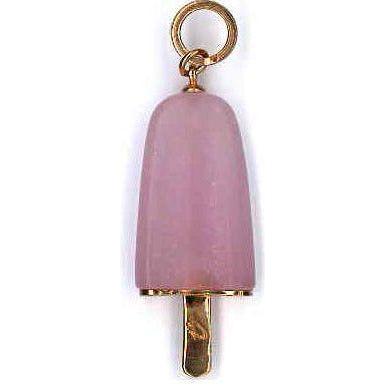 AMBROSINI JEWELS -  PENDENTE ARGENTO 925°  ghiacciolo finitura rosé pietra rosa grande (26x15 mm)