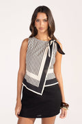 Prescott Stripe Asymmetrical Crop Top with Mini Skirt