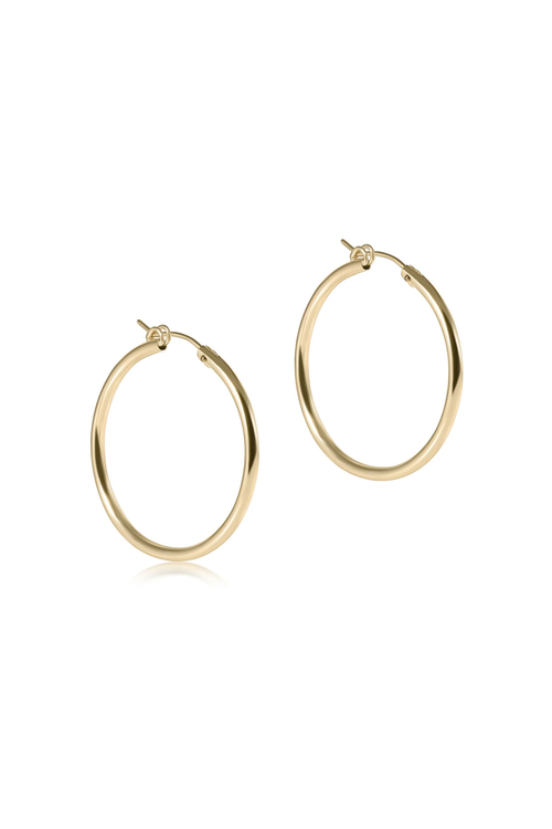 Round Gold 1.5” Post Hoop - 3mm - Smooth