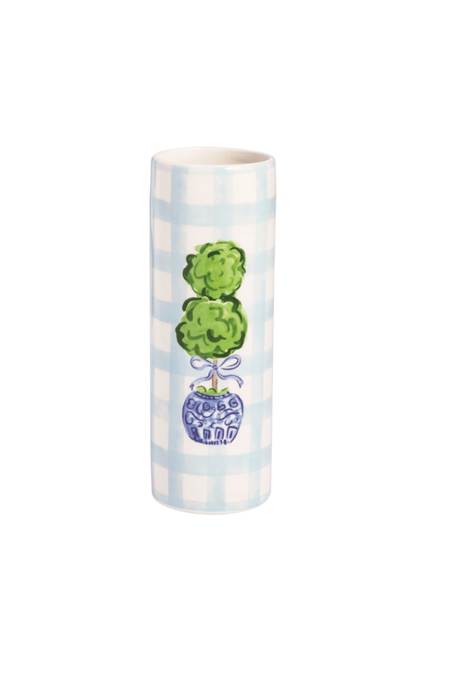 Gingham Stem Vase
