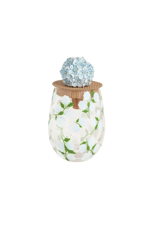 Hydrangea Wine Glass &  Cap Set