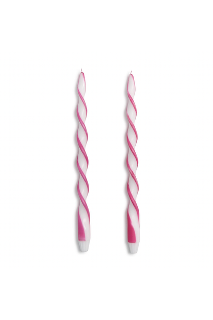 Twist and Glow Pink Ribbon 15 3/4" Twist Taper Candles