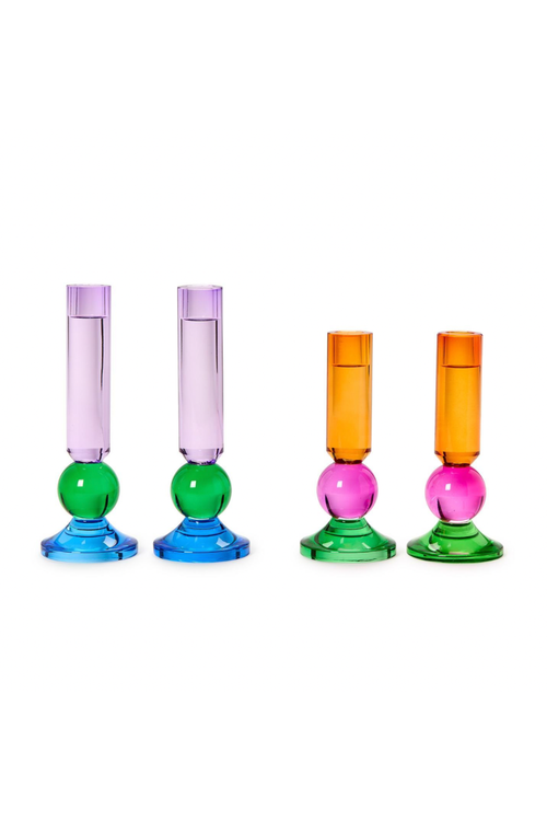 Glass Taper Candlestick Candleholders