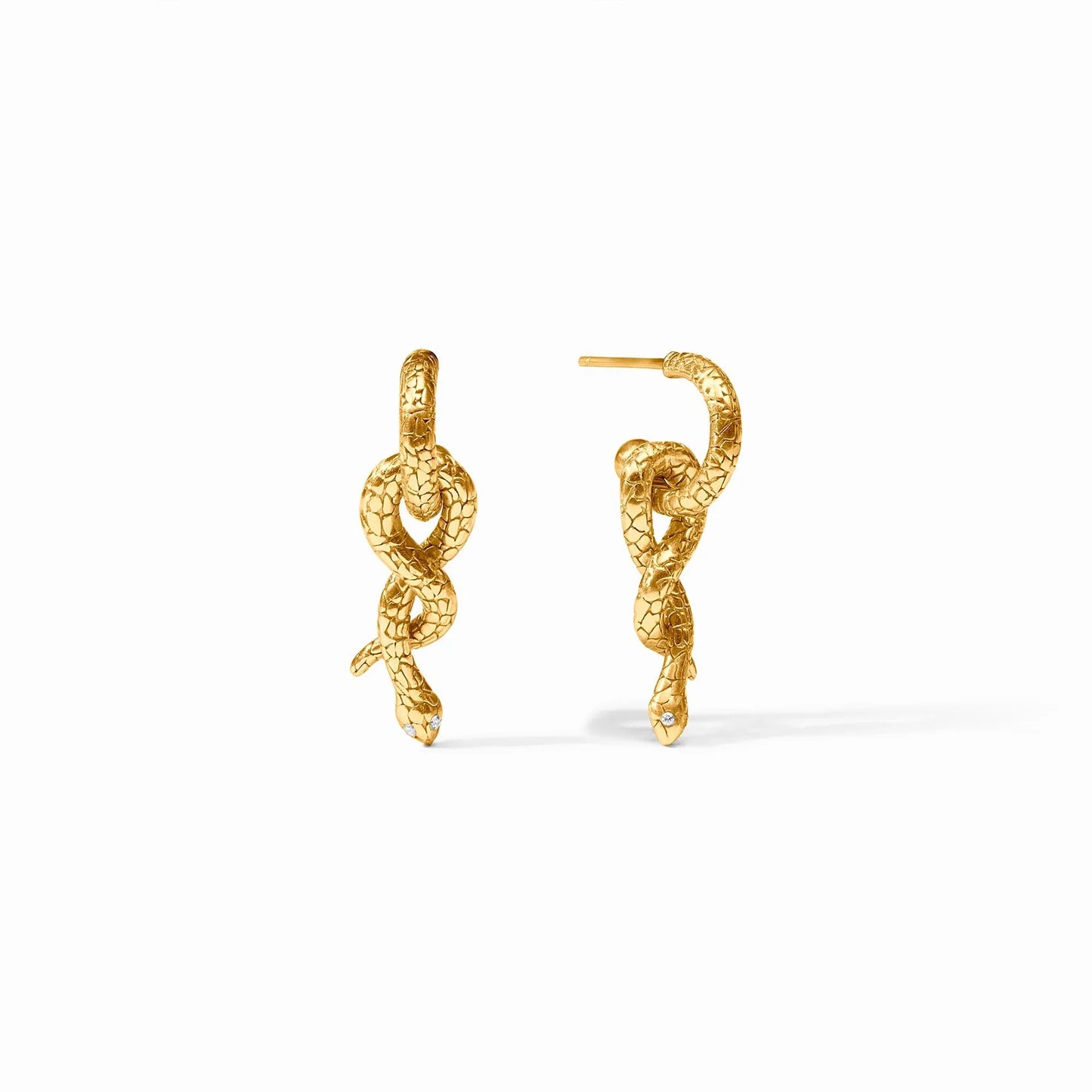 Snake Hoop & Charm Earring - Cubic Zirconia - OS