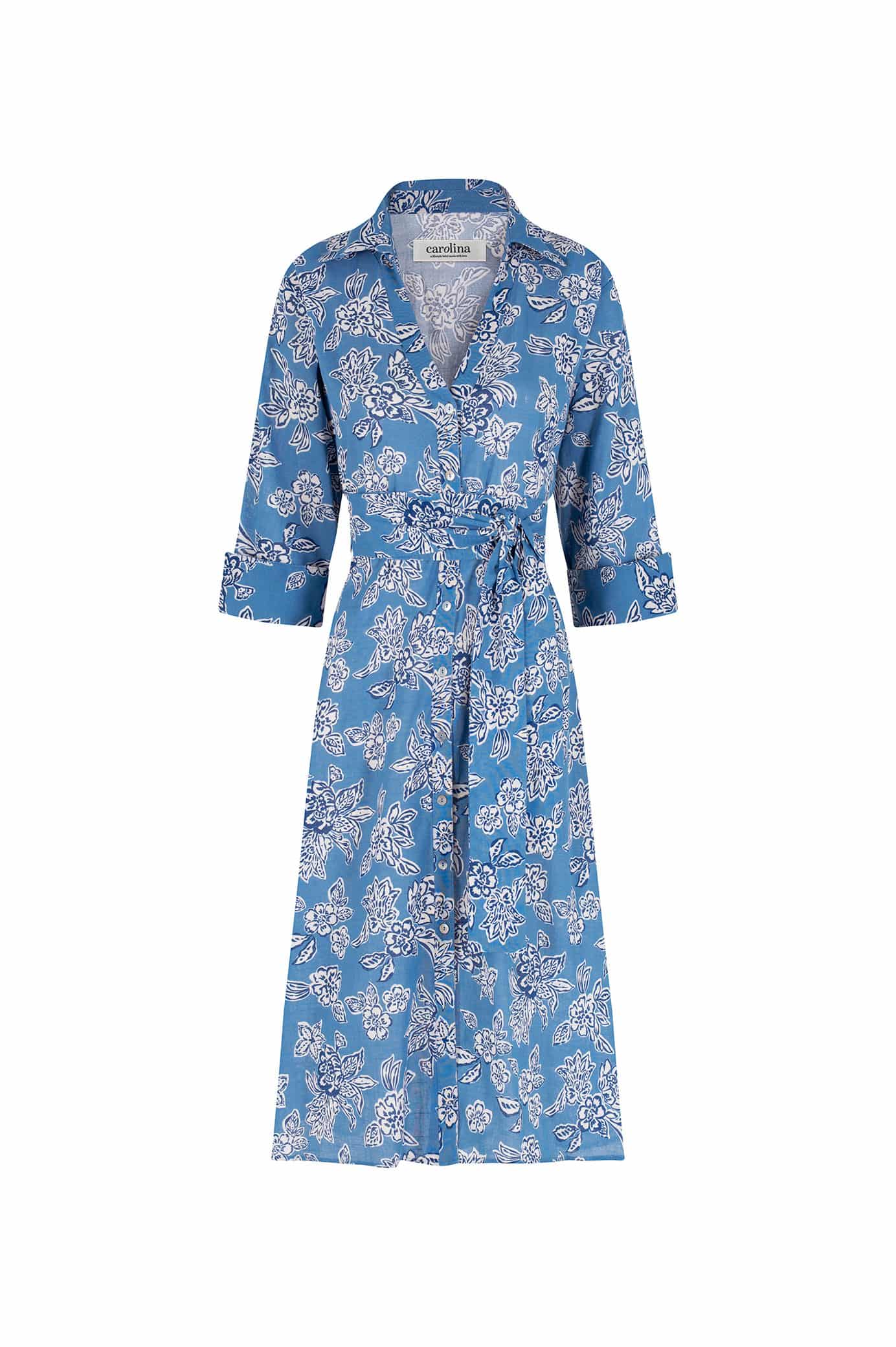 Sylvie Mid Sleeve Dress Floral Blue