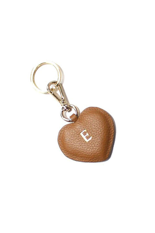 Heart Leather Keyring Tan