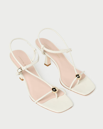 Triana White/Champagne Mid-Heel Sandal