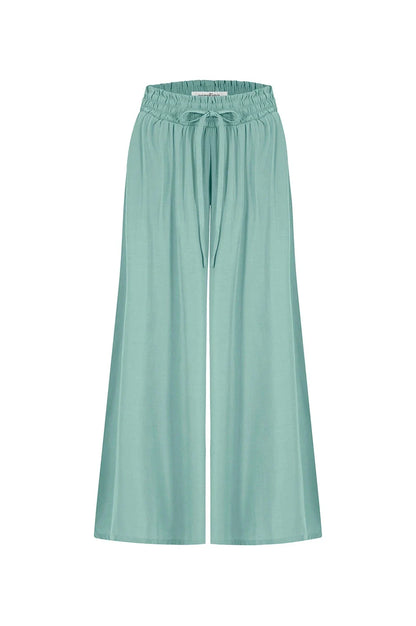 Vittoria Smocked Waist Wide Leg Pants Teal