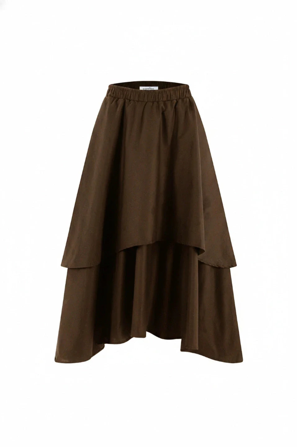 Vivian Flared Tiered Midi Skirt Brown
