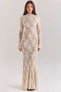 peach lace maxi dress