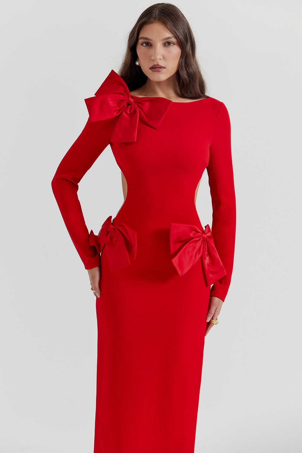 red bow maxi dress
