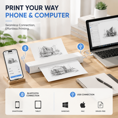 🔥Portable Printer Wireless, Compatible With Phone & Laptop