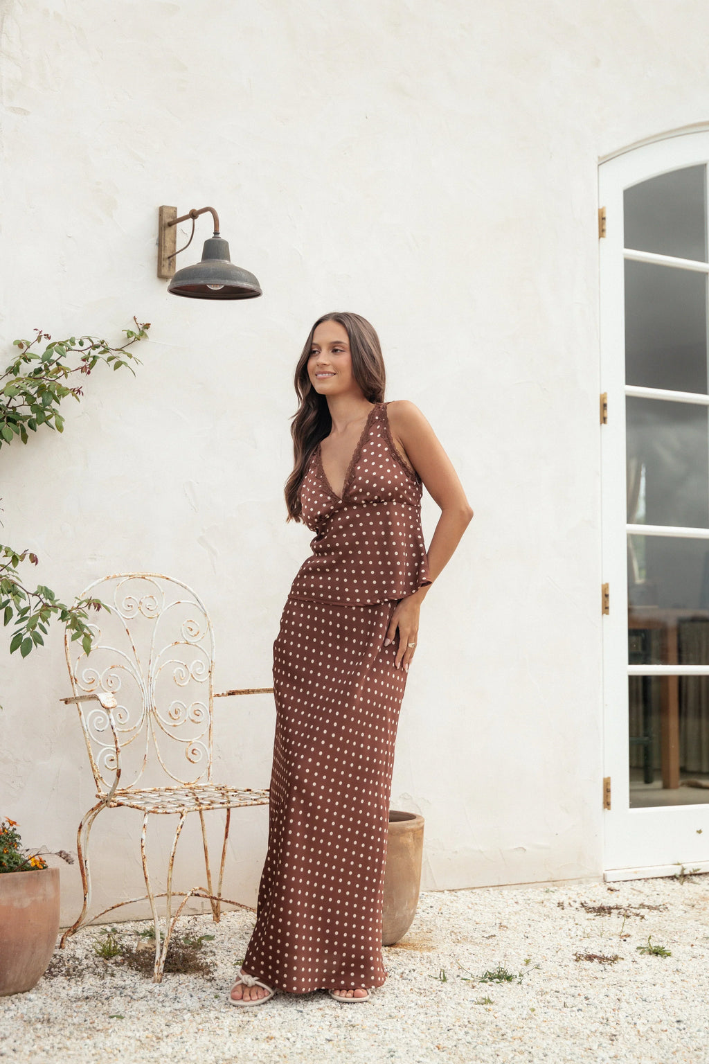 Kelso Top - Brown Polka Dot