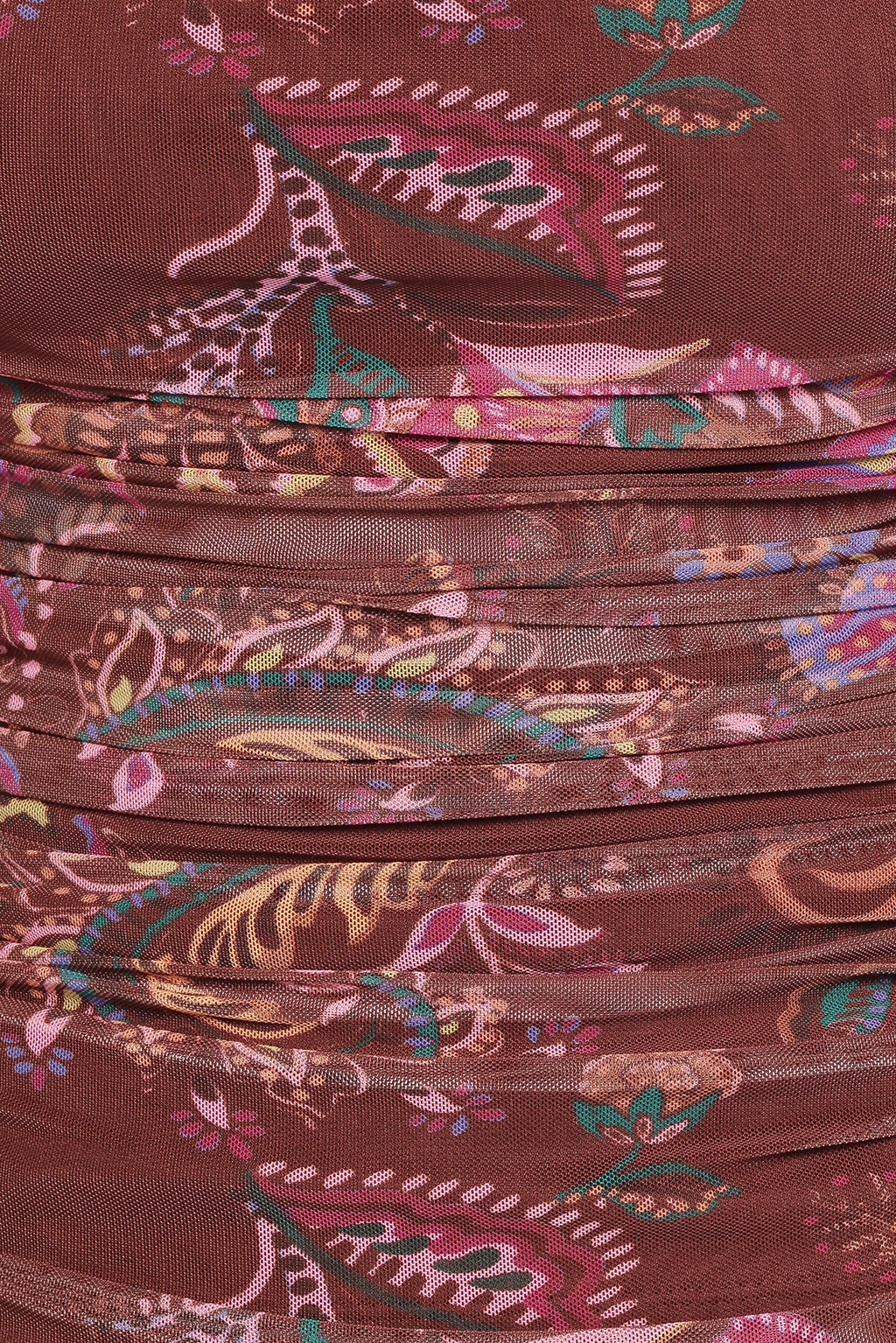 Elfrida Off Shoulder Mesh Top - Brown Floral