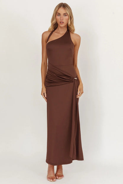Kimbra Waist Sash Midi Dress Chocolate