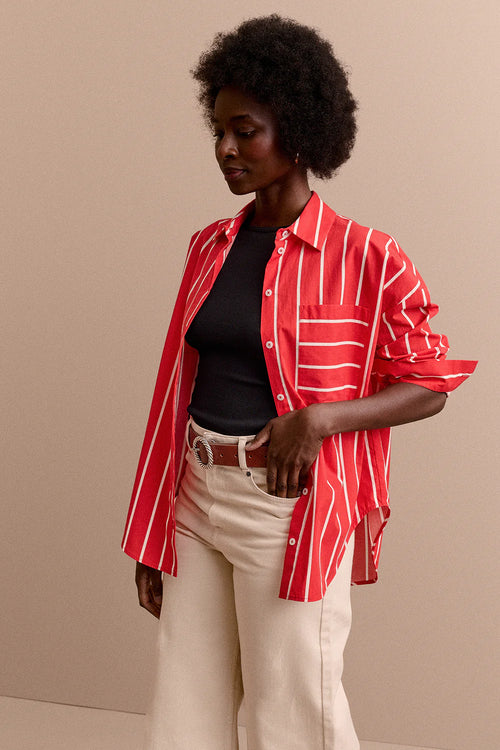 CHEMISE OMER RAYURES ROUGE