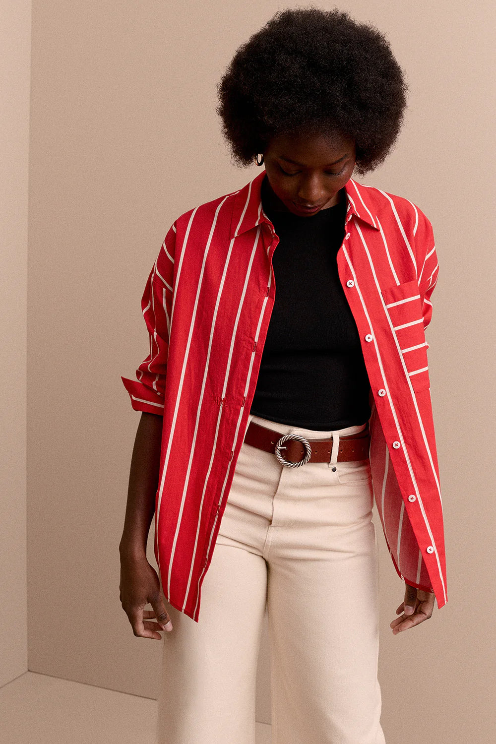 CHEMISE OMER RAYURES ROUGE