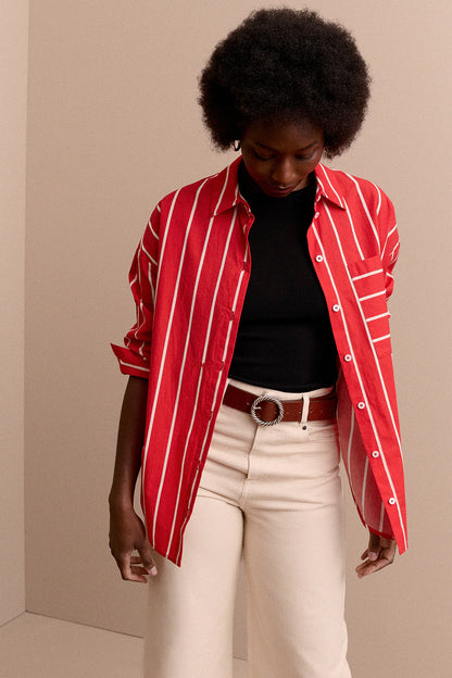CHEMISE OMER RAYURES ROUGE