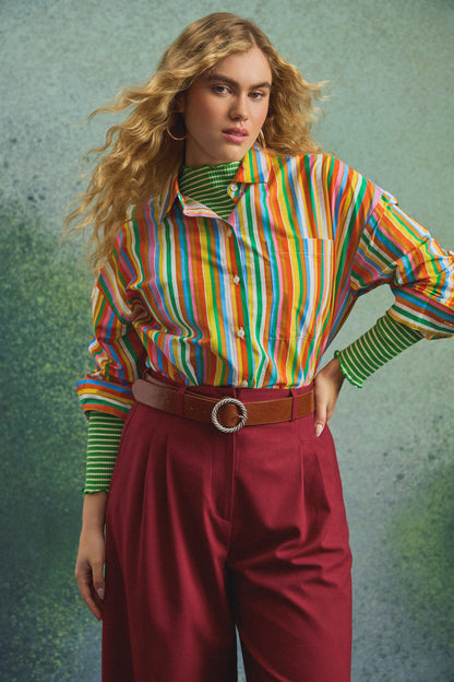 CHEMISE OMER FUZZY STRIPES