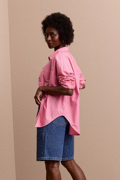CHEMISE OMER RAYURES ROSES